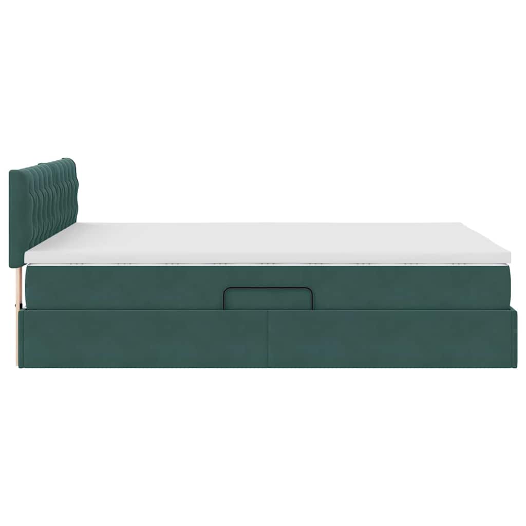 Krevet s od storage s madracem Tamnozelena 140 x 190 cm Baršun
