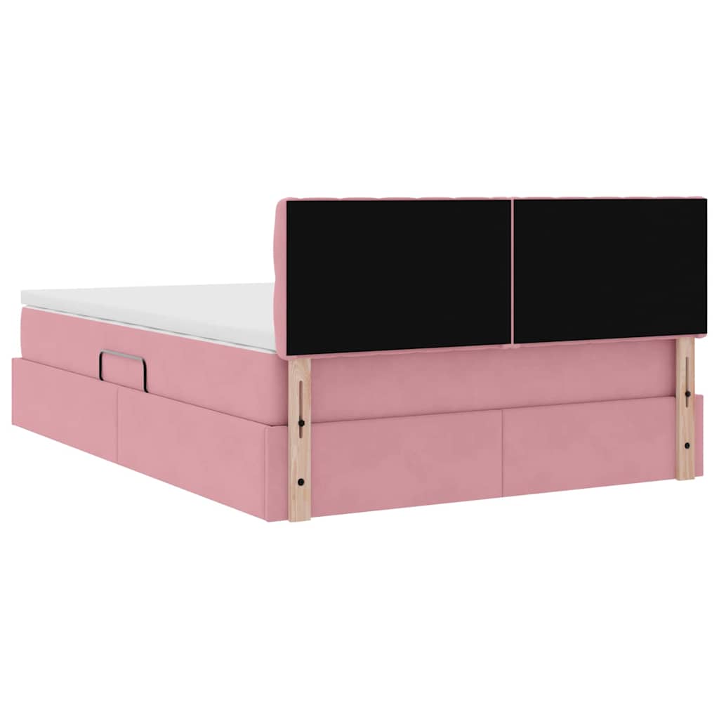 Krevet s od storage s madracem Ružičasta 140 x 190 cm Baršun