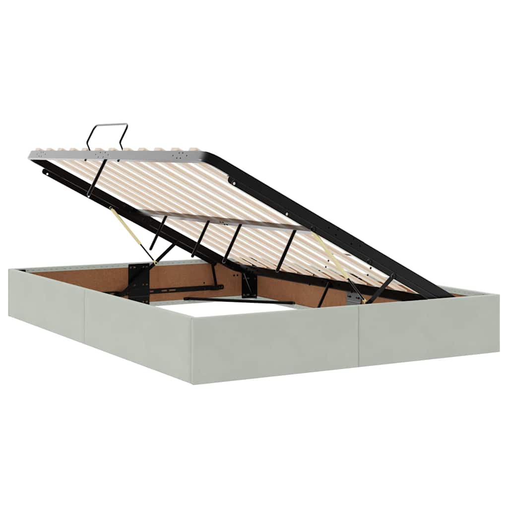 Krevet s od storage Svijetlo siva 140 x 200 cm Baršun