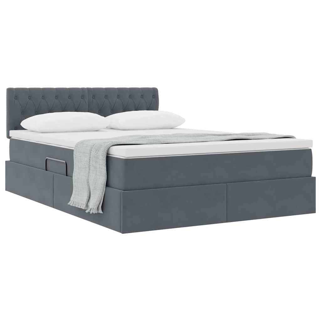 Krevet s od storage s madracem Tamno siva 140 x 200 cm Baršun
