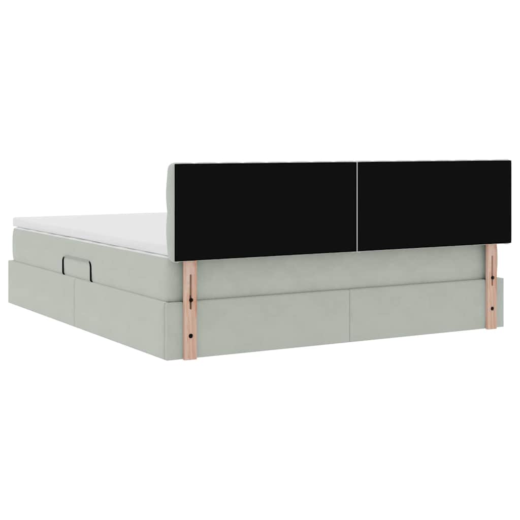 Krevet s od storage Svijetlo siva 160 x 200 cm Baršun