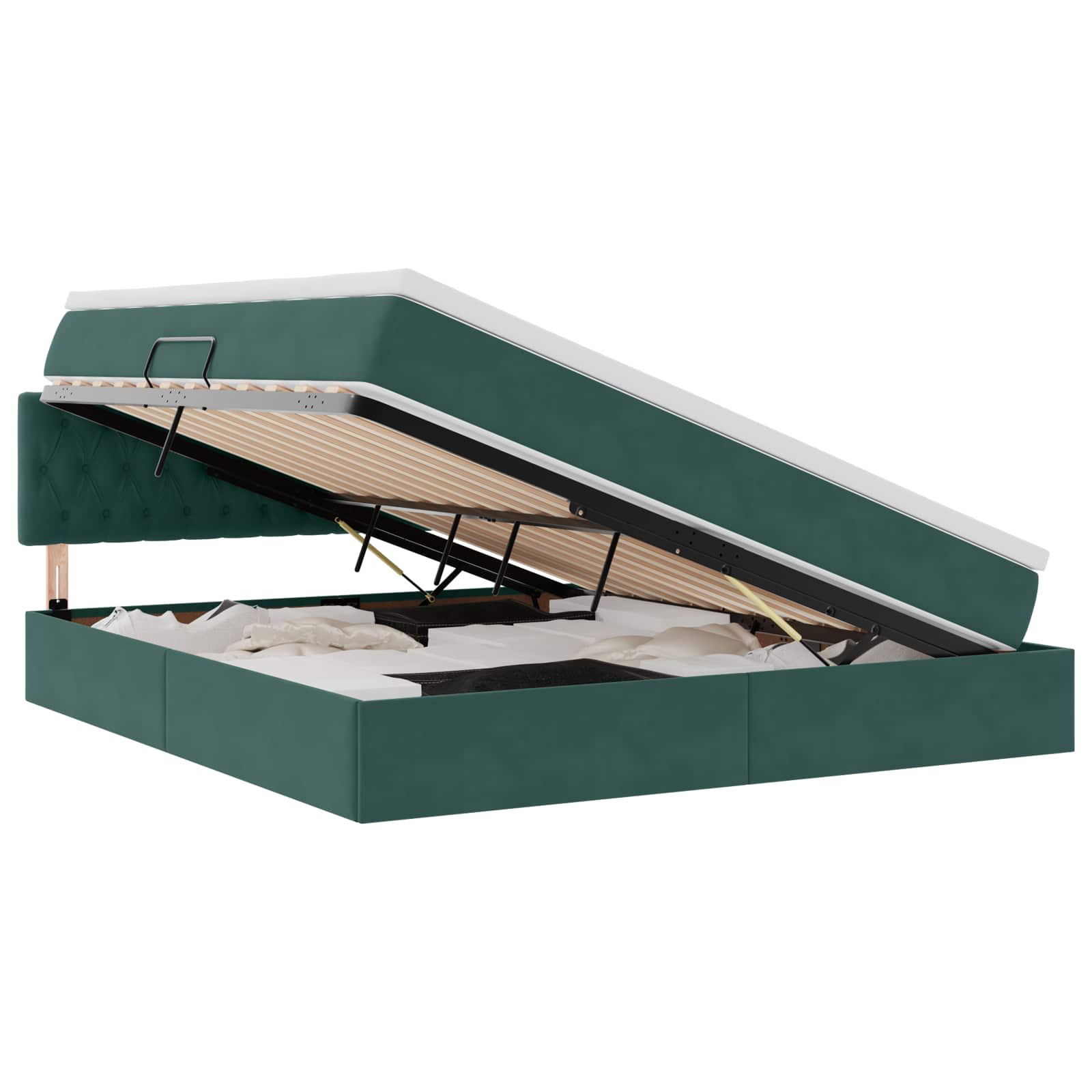 Krevet s od storage s madracem Tamnozelena 160 x 200 cm Baršun