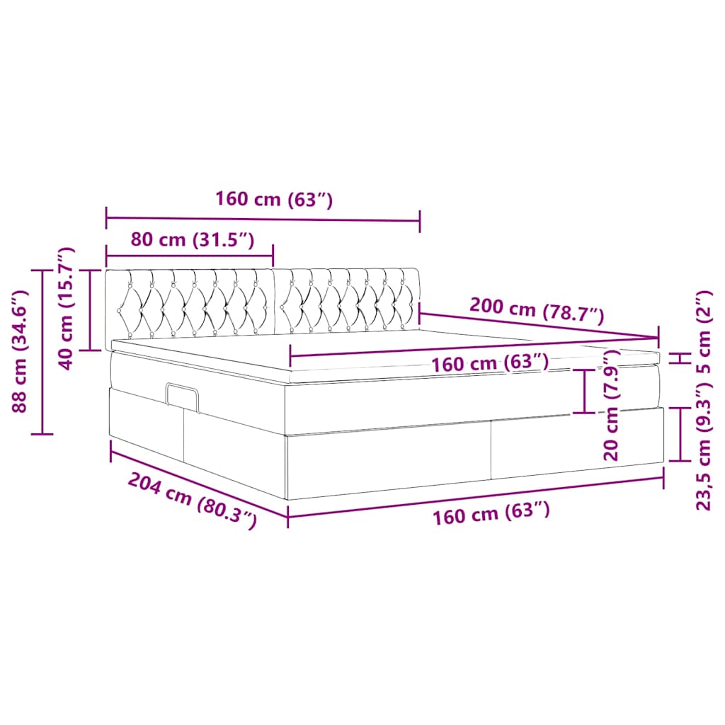 Krevet s od storage s madracem Tamno plava 160 x 200 cm Baršun