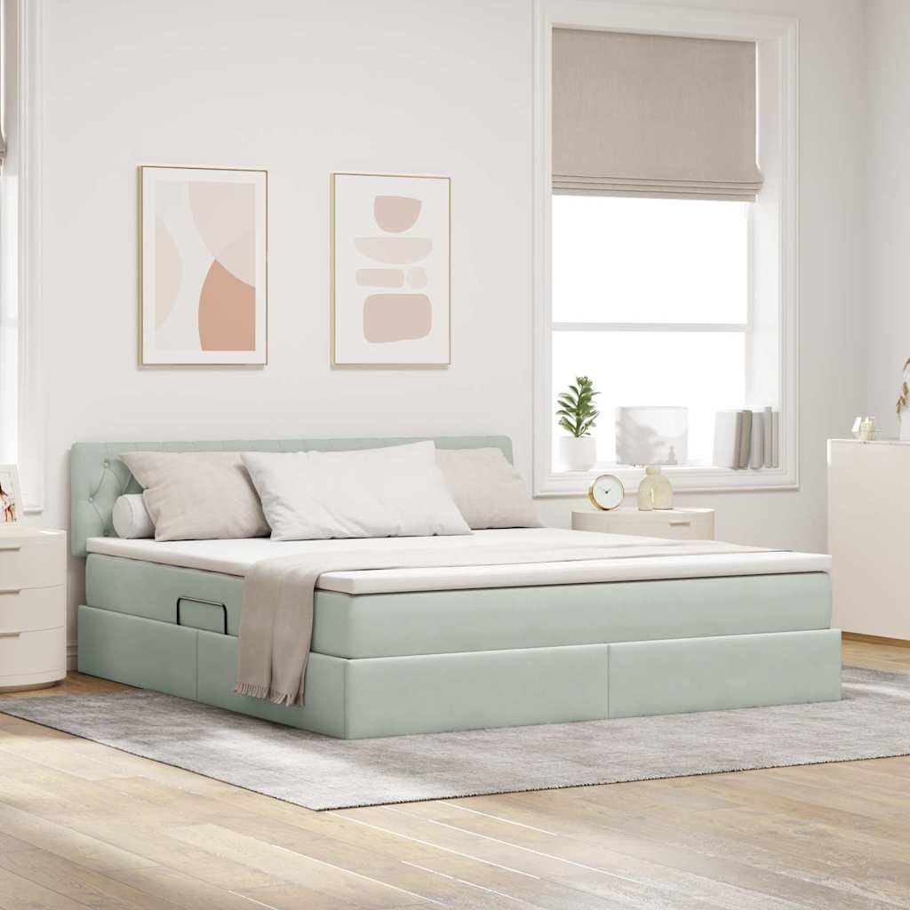 Krevet s od storage Svijetlo siva 180 x 200 cm Baršun