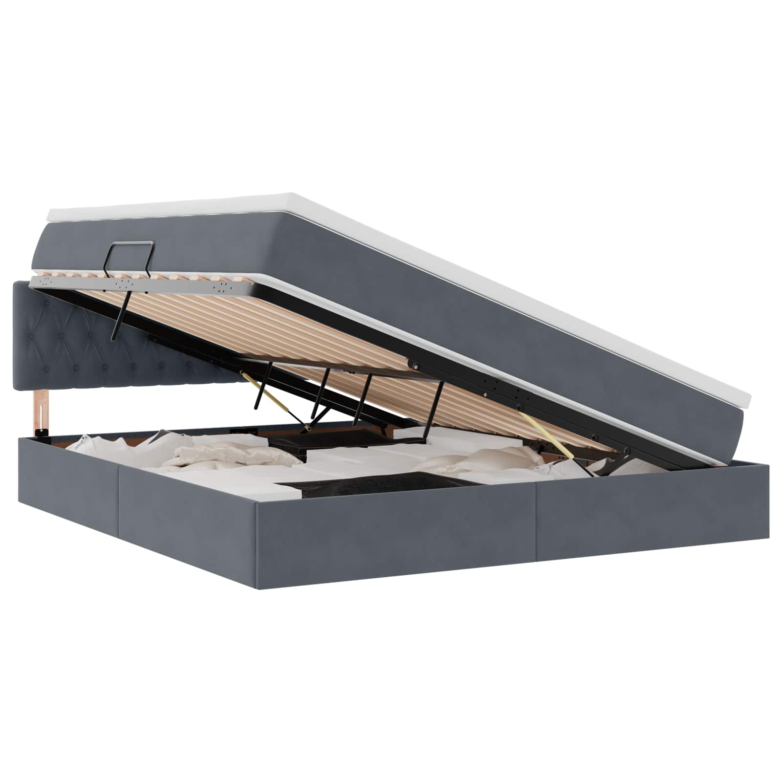 Krevet s od storage s madracem Tamno siva 180 x 200 cm Baršun