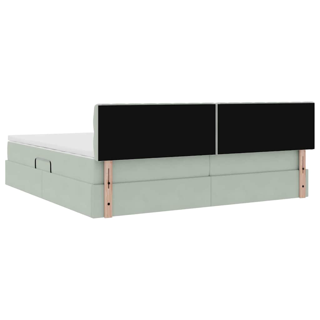 Krevet s od storage Svijetlo siva 200 x 200 cm Baršun