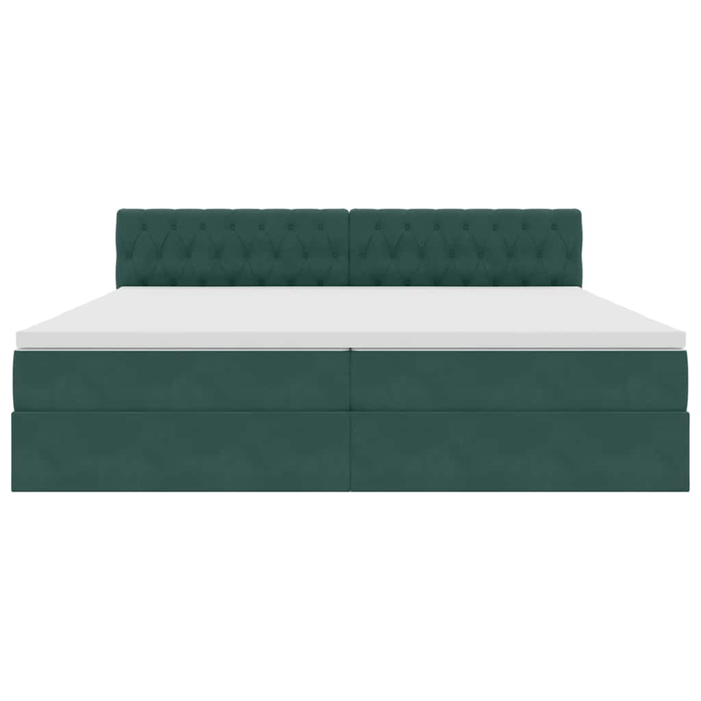 Krevet s od storage s madracem Tamnozelena 200 x 200 cm Baršun