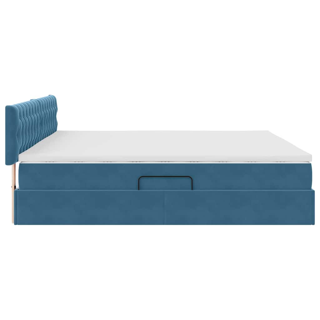 Krevet s od storage s madracem Tamno plava 200 x 200 cm Baršun