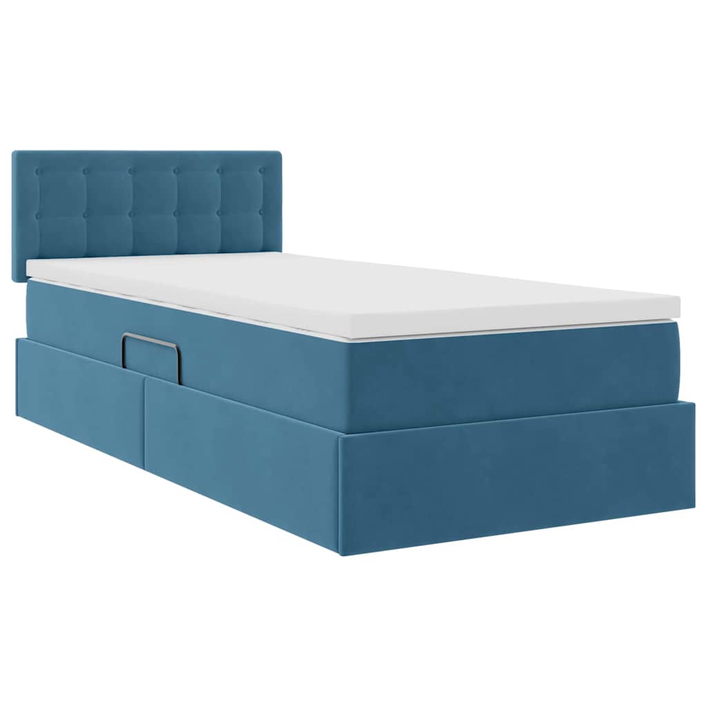 Krevet s od storage s madracem Tamno plava 90 x 190 cm Baršun