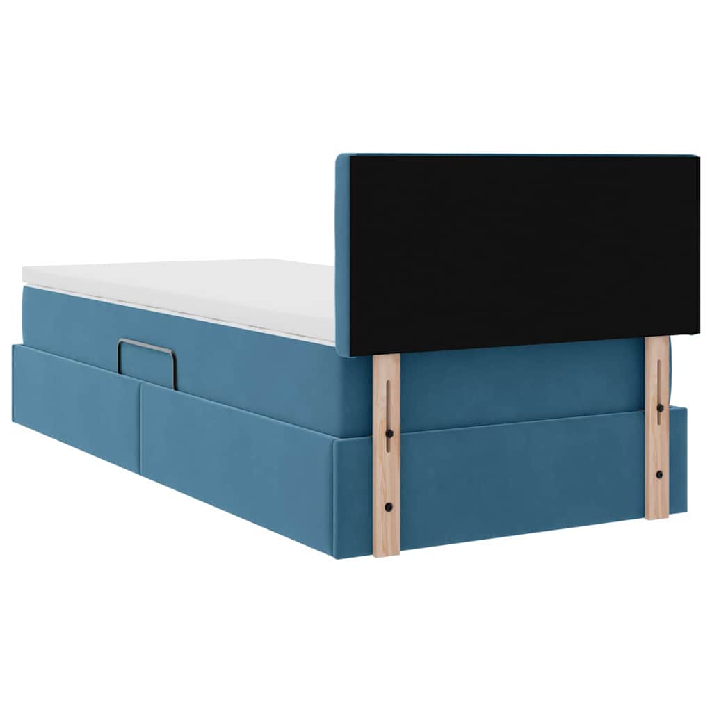 Krevet s od storage s madracem Tamno plava 90 x 190 cm Baršun