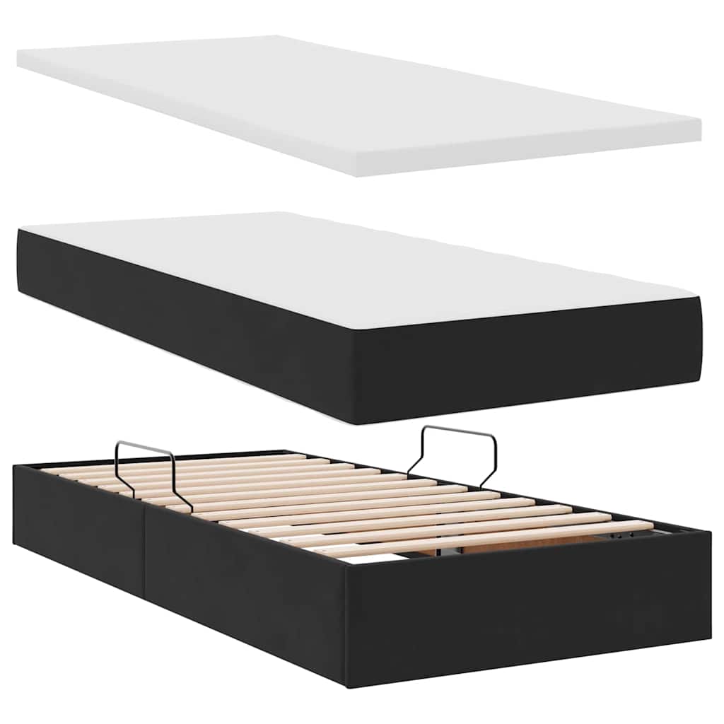 Krevet s od storage s madracem Crna 90 x 200 cm Baršun
