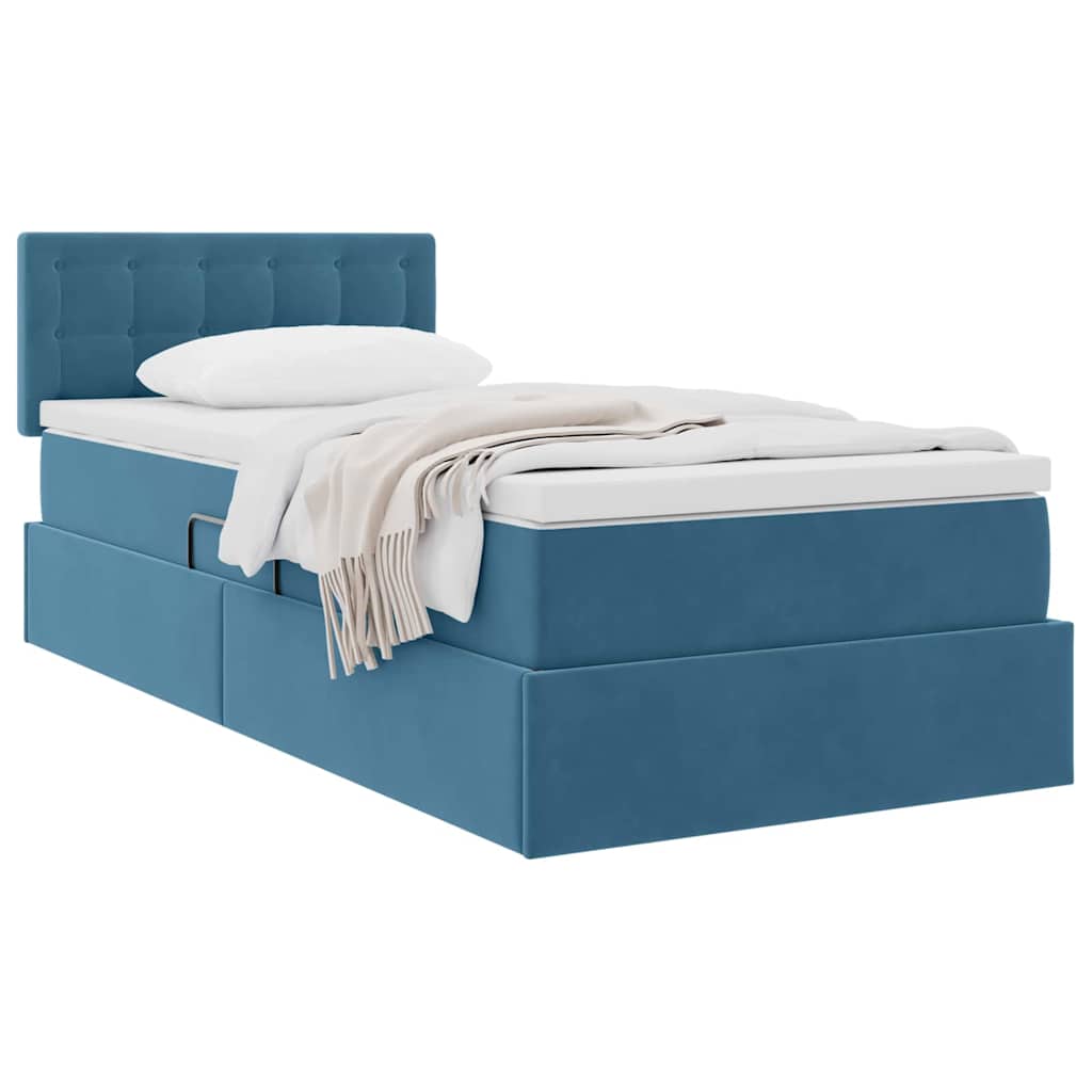 Krevet s od storage s madracem Tamno plava 90 x 200 cm Baršun