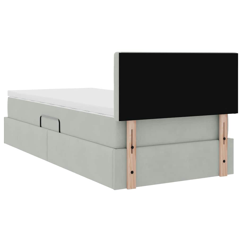 Krevet s od storage Svijetlo siva 100 x 200 cm Baršun