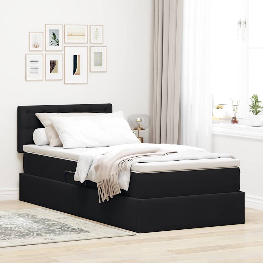 Krevet s od storage s madracem Crna 100 x 200 cm Baršun