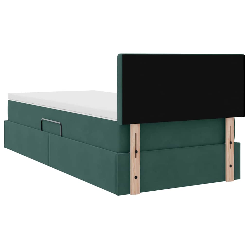 Krevet s od storage s madracem Tamnozelena 100 x 200 cm Baršun