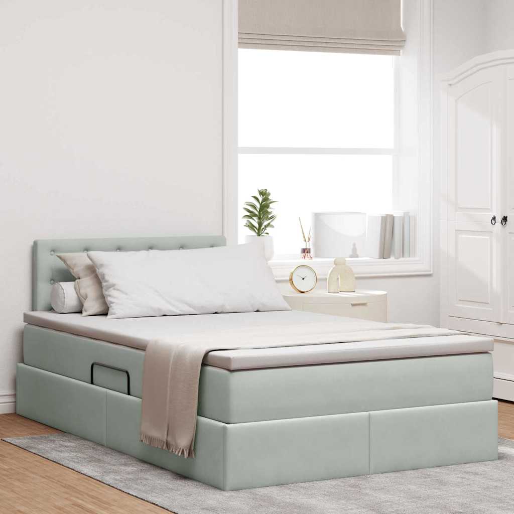 Krevet s od storage Svijetlo siva 120 x 190 cm Baršun