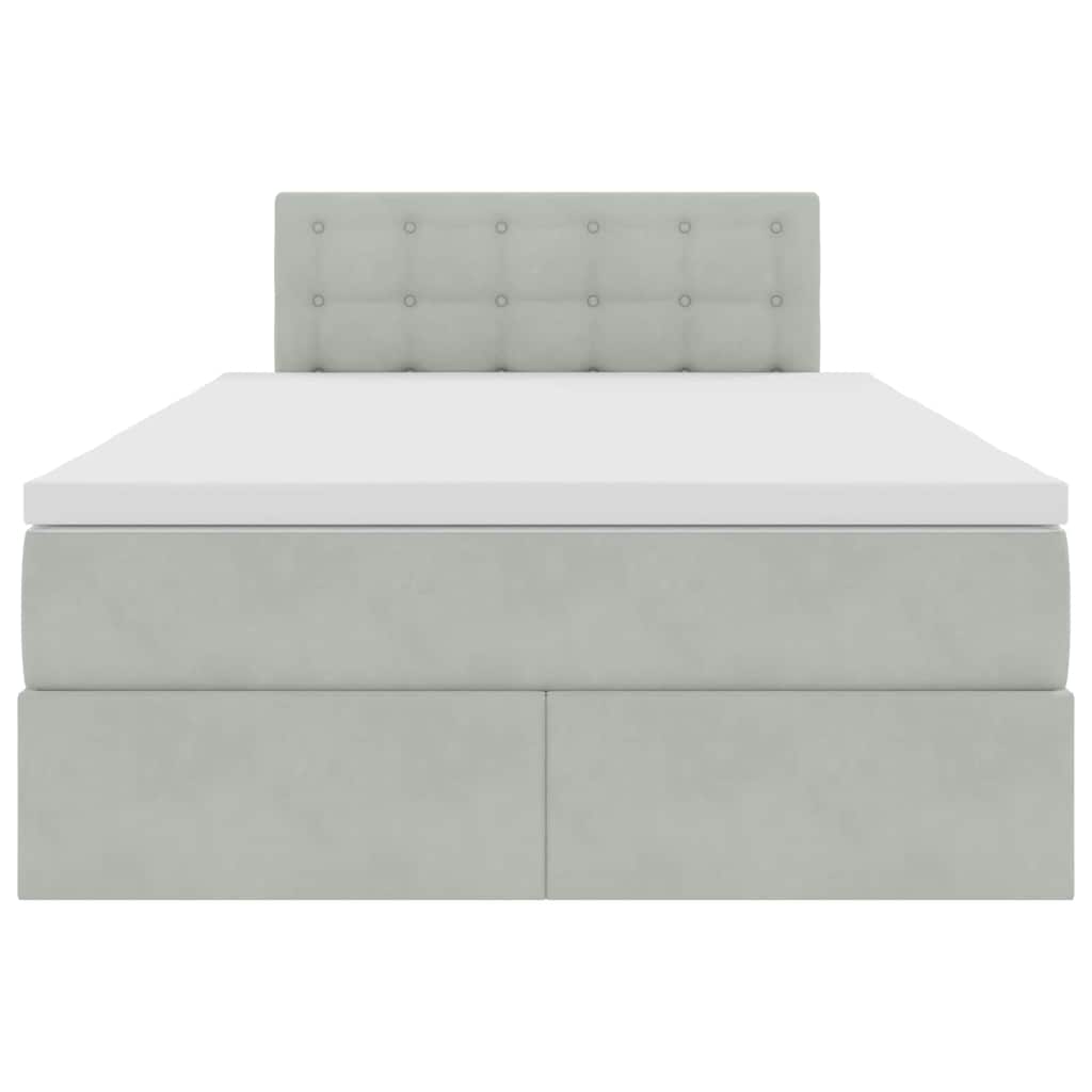 Krevet s od storage Svijetlo siva 120 x 190 cm Baršun