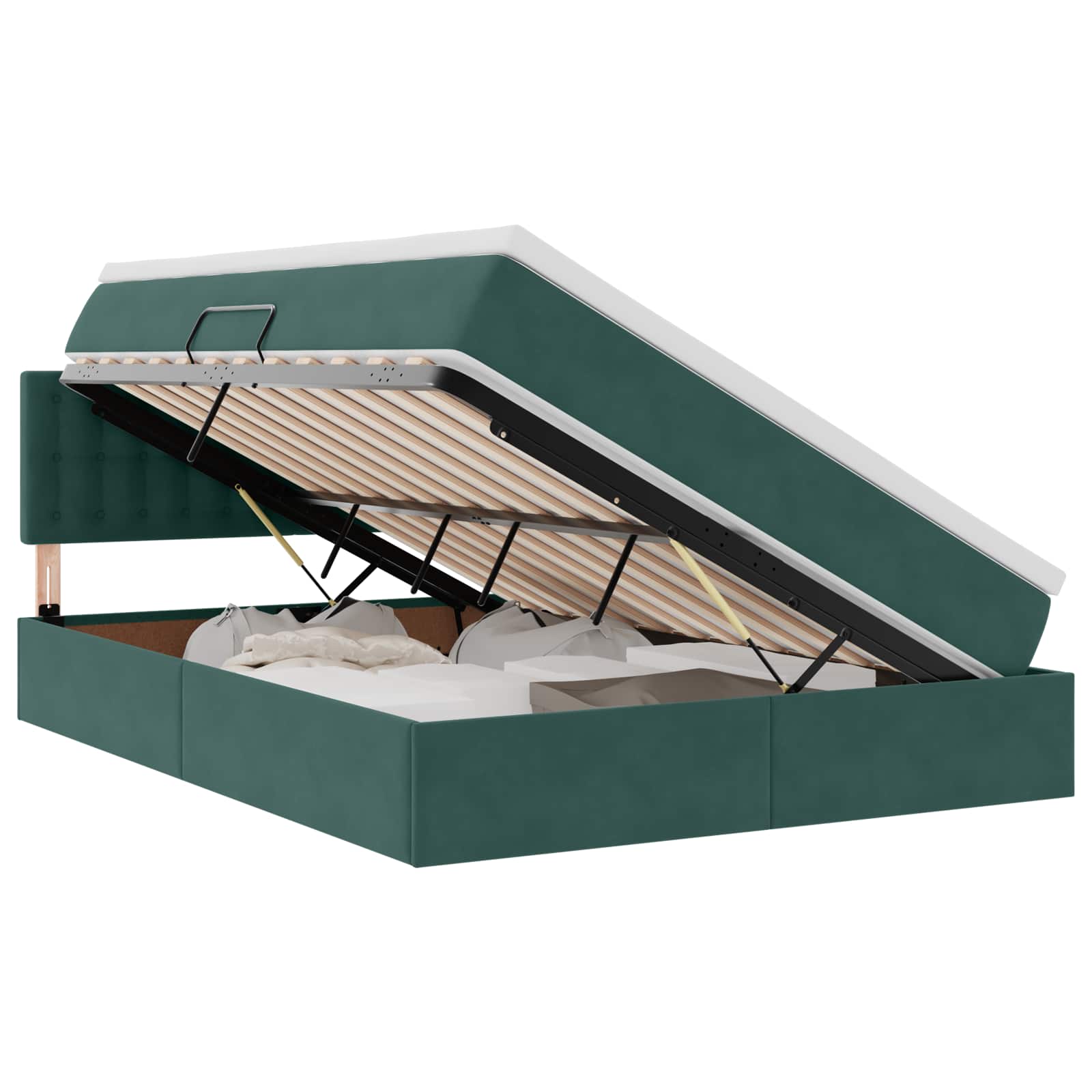 Krevet s od storage s madracem Tamnozelena 140 x 190 cm Baršun