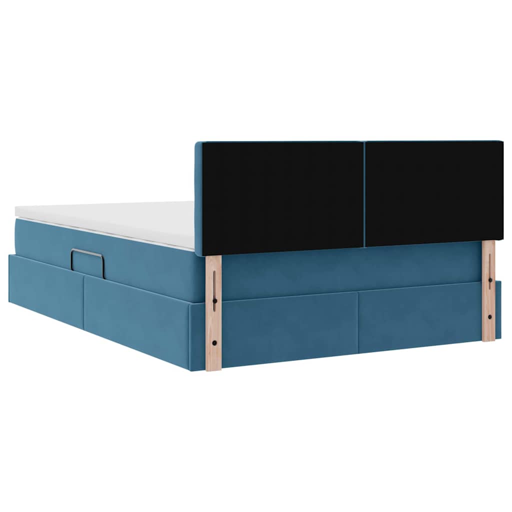 Krevet s od storage s madracem Tamno plava 140 x 190 cm Baršun