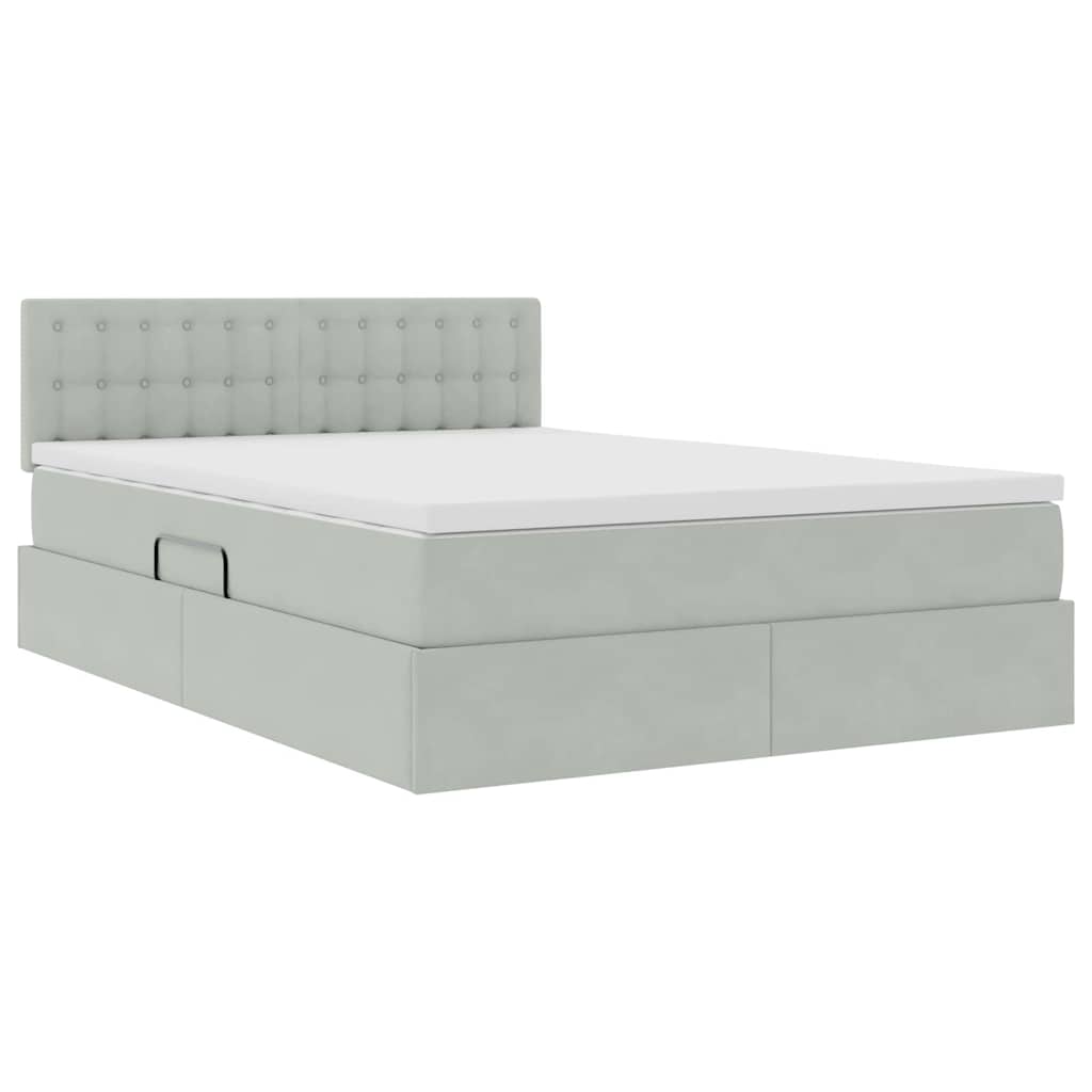 Krevet s od storage Svijetlo siva 140 x 200 cm Baršun