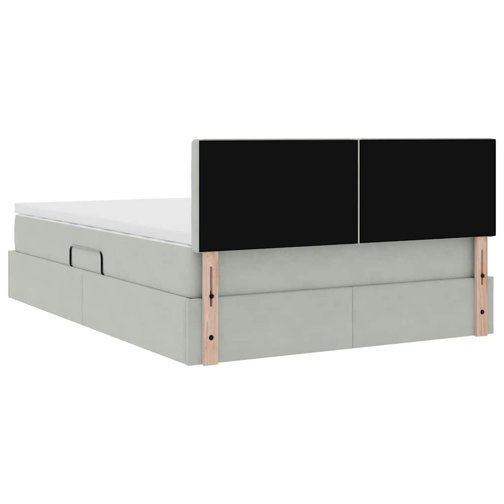 Krevet s od storage Svijetlo siva 140 x 200 cm Baršun
