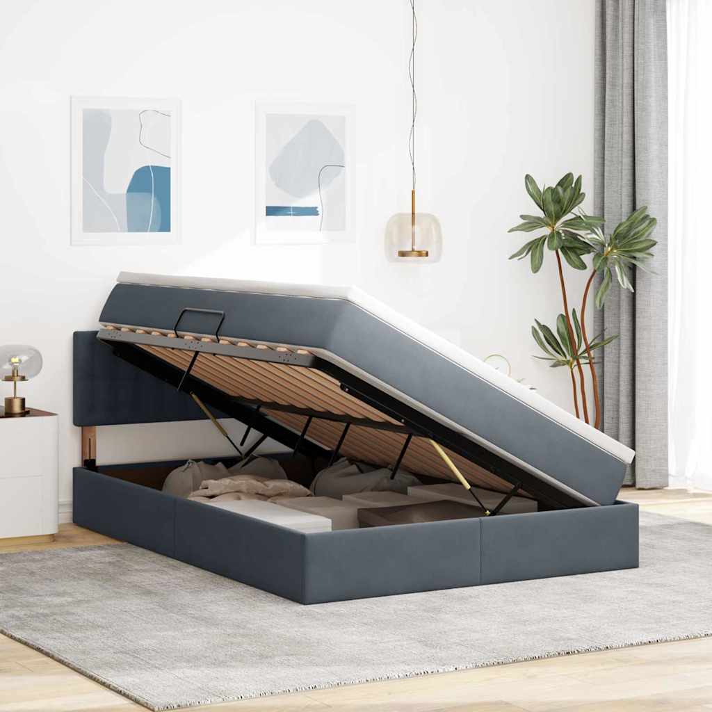 Krevet s od storage s madracem Tamno siva 140 x 200 cm Baršun