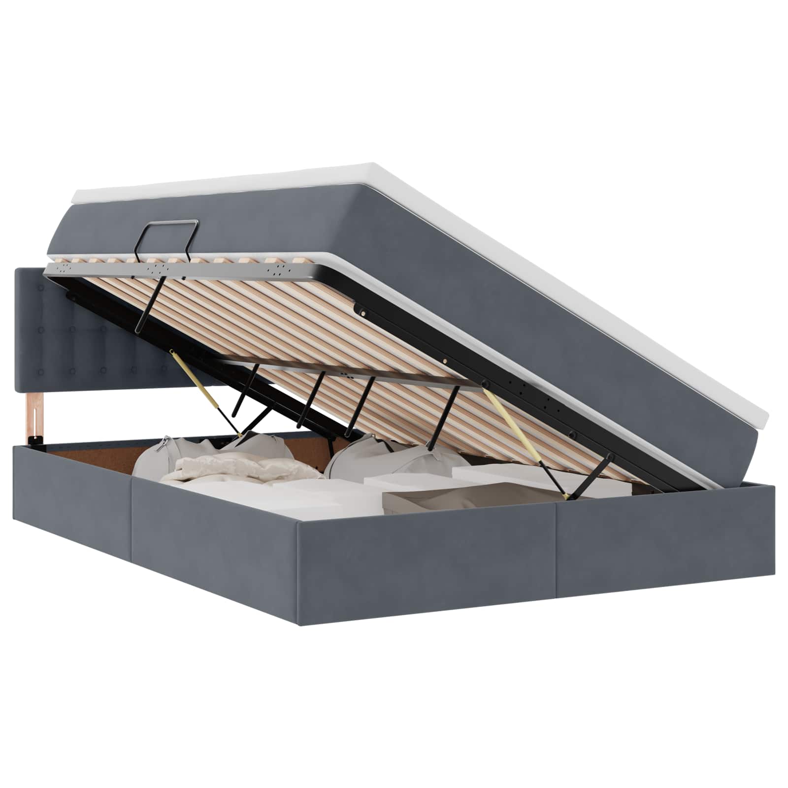 Krevet s od storage s madracem Tamno siva 140 x 200 cm Baršun