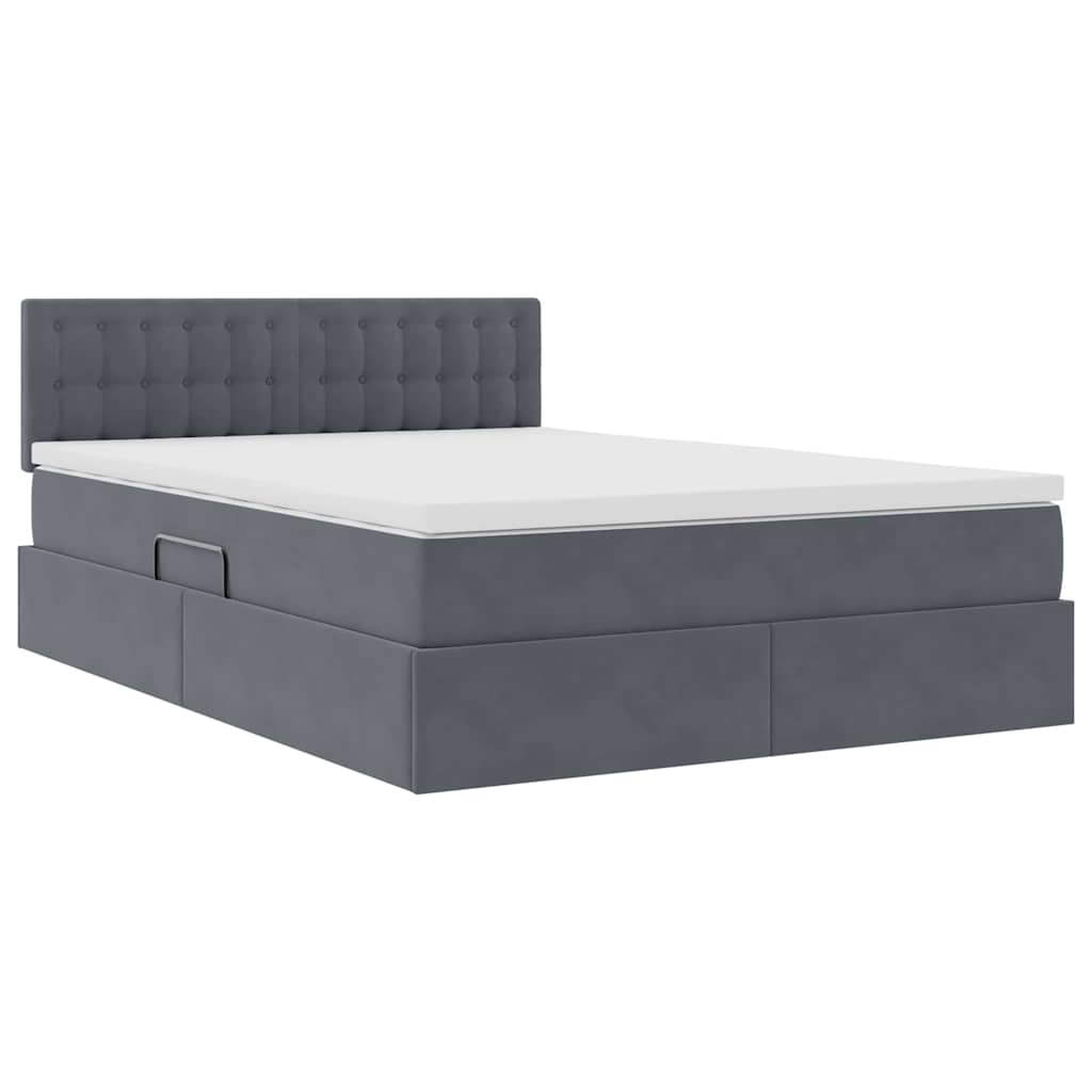 Krevet s od storage s madracem Tamno siva 140 x 200 cm Baršun