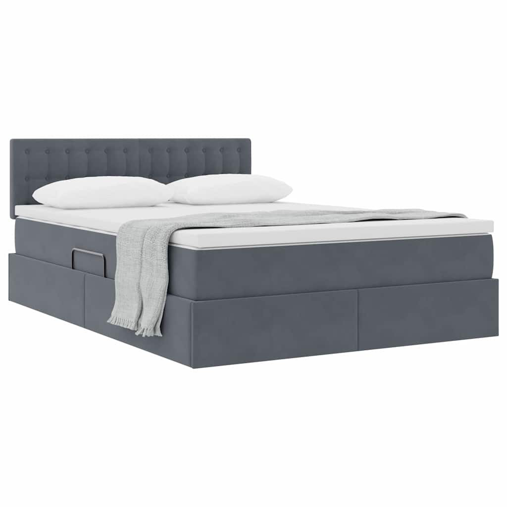 Krevet s od storage s madracem Tamno siva 140 x 200 cm Baršun