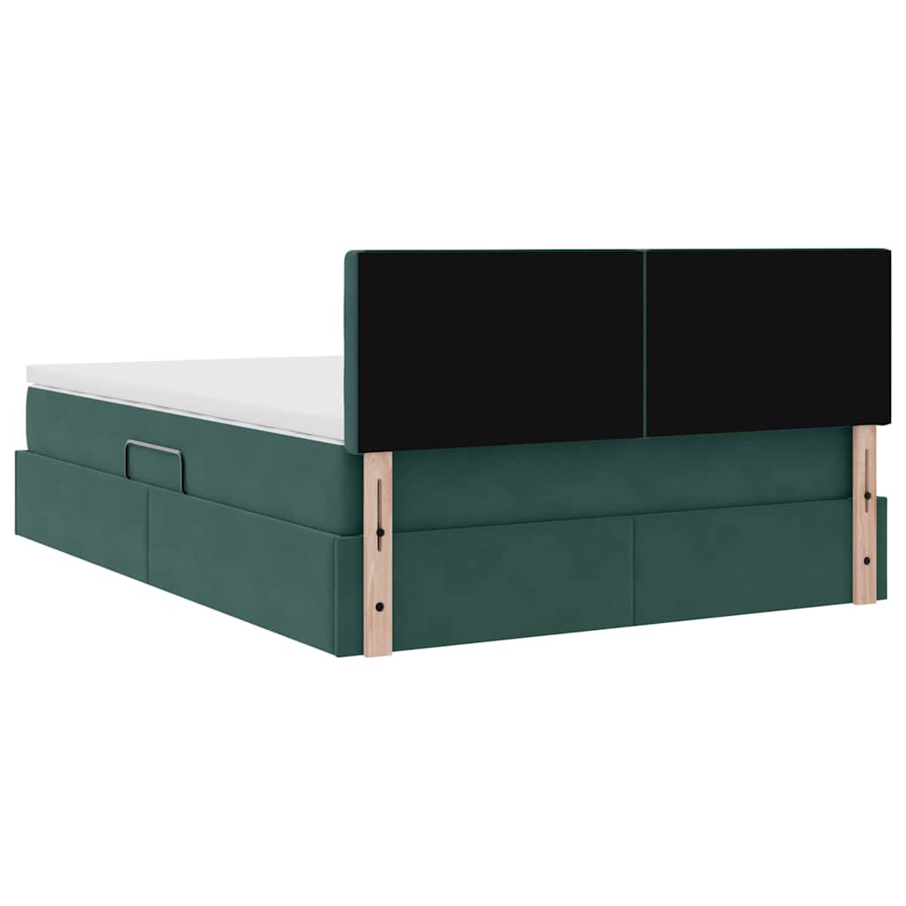 Krevet s od storage s madracem Tamnozelena 140 x 200 cm Baršun