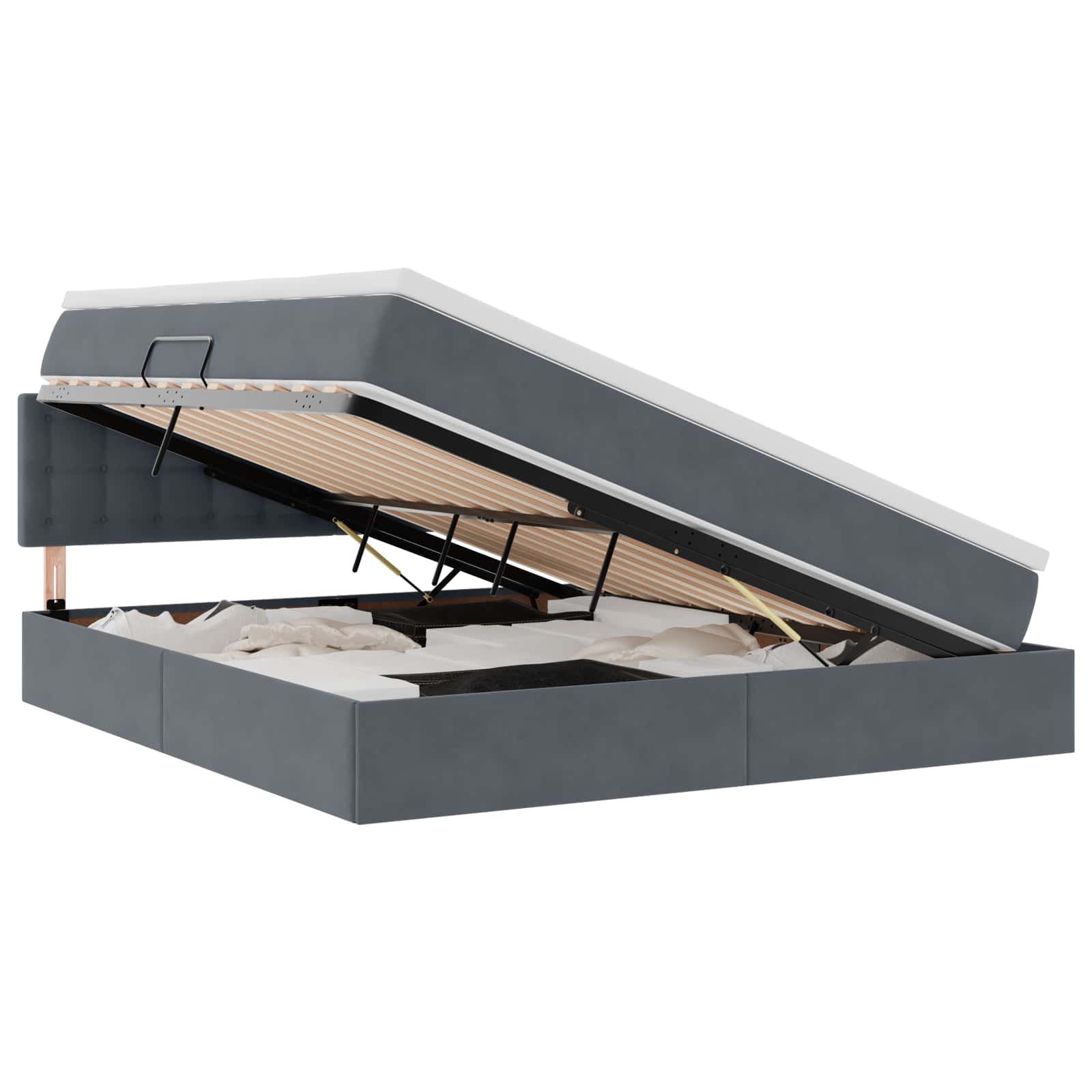 Krevet s od storage s madracem Tamno siva 160 x 200 cm Baršun