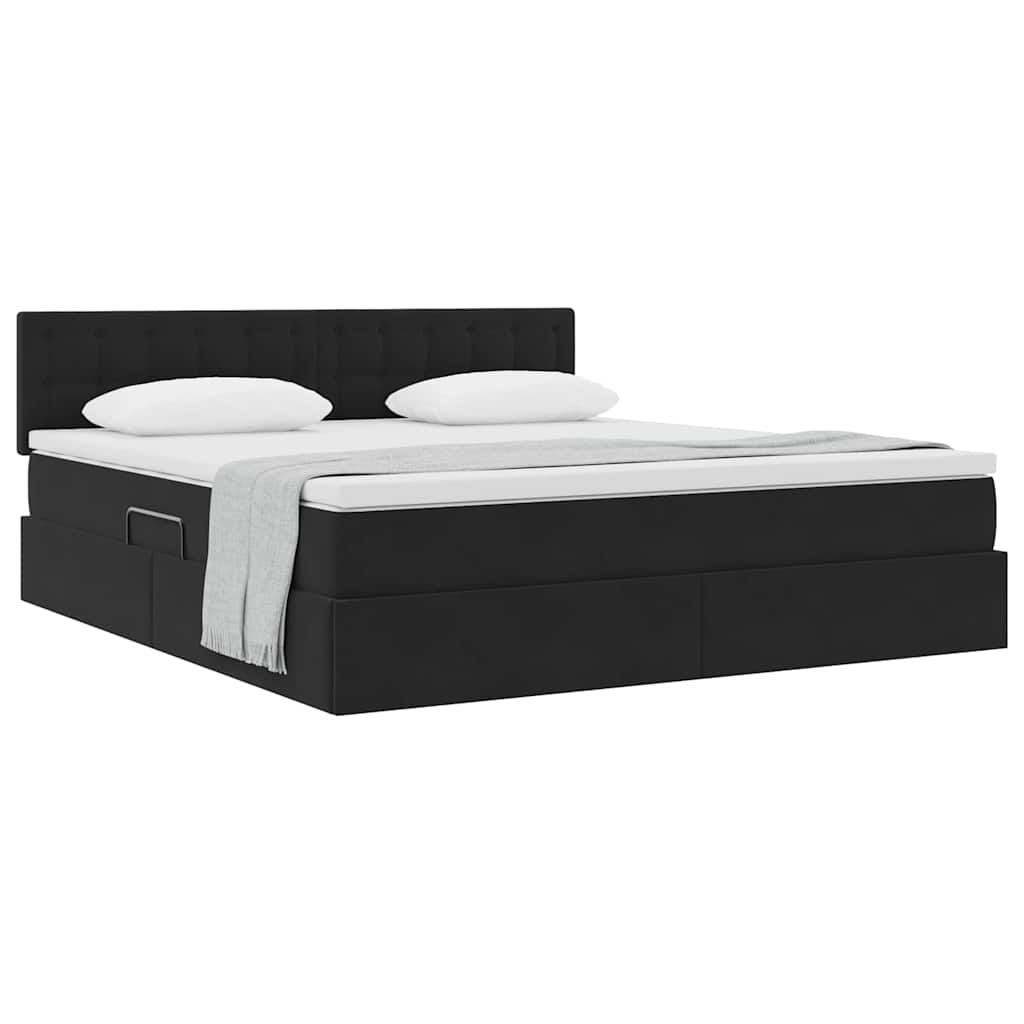 Krevet s od storage s madracem Crna 160 x 200 cm Baršun