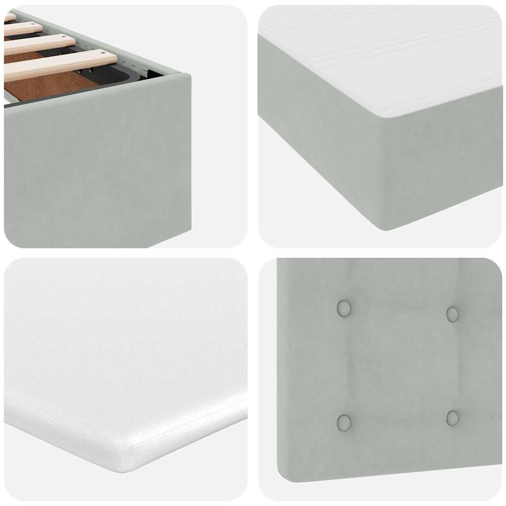 Krevet s od storage Svijetlo siva 200 x 200 cm Baršun