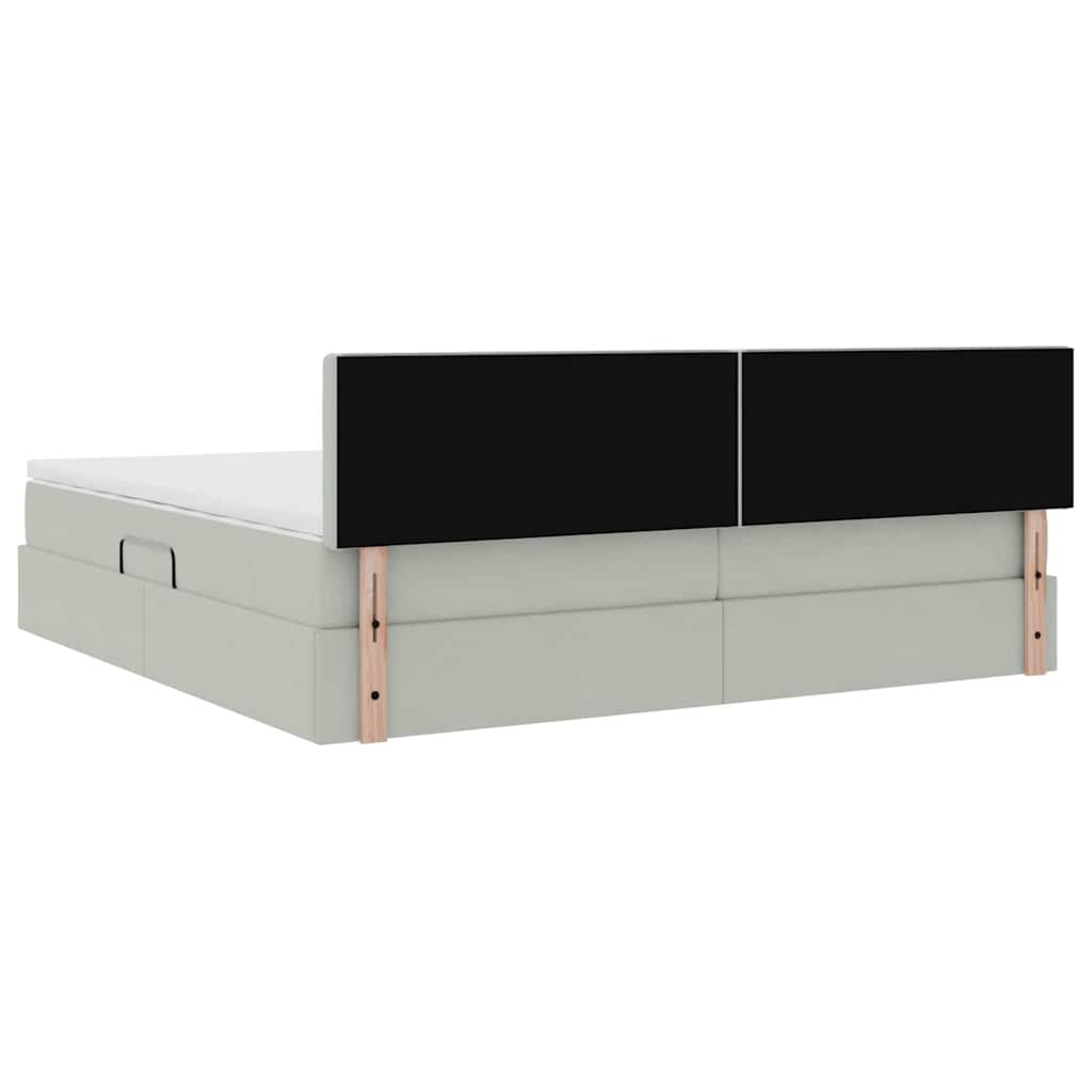 Krevet s od storage Svijetlo siva 200 x 200 cm Baršun
