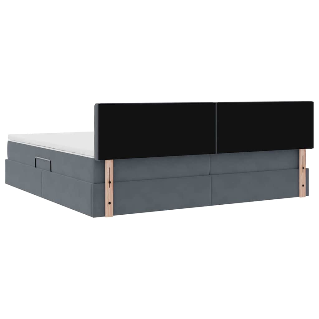 Krevet s od storage s madracem Tamno siva 200 x 200 cm Baršun