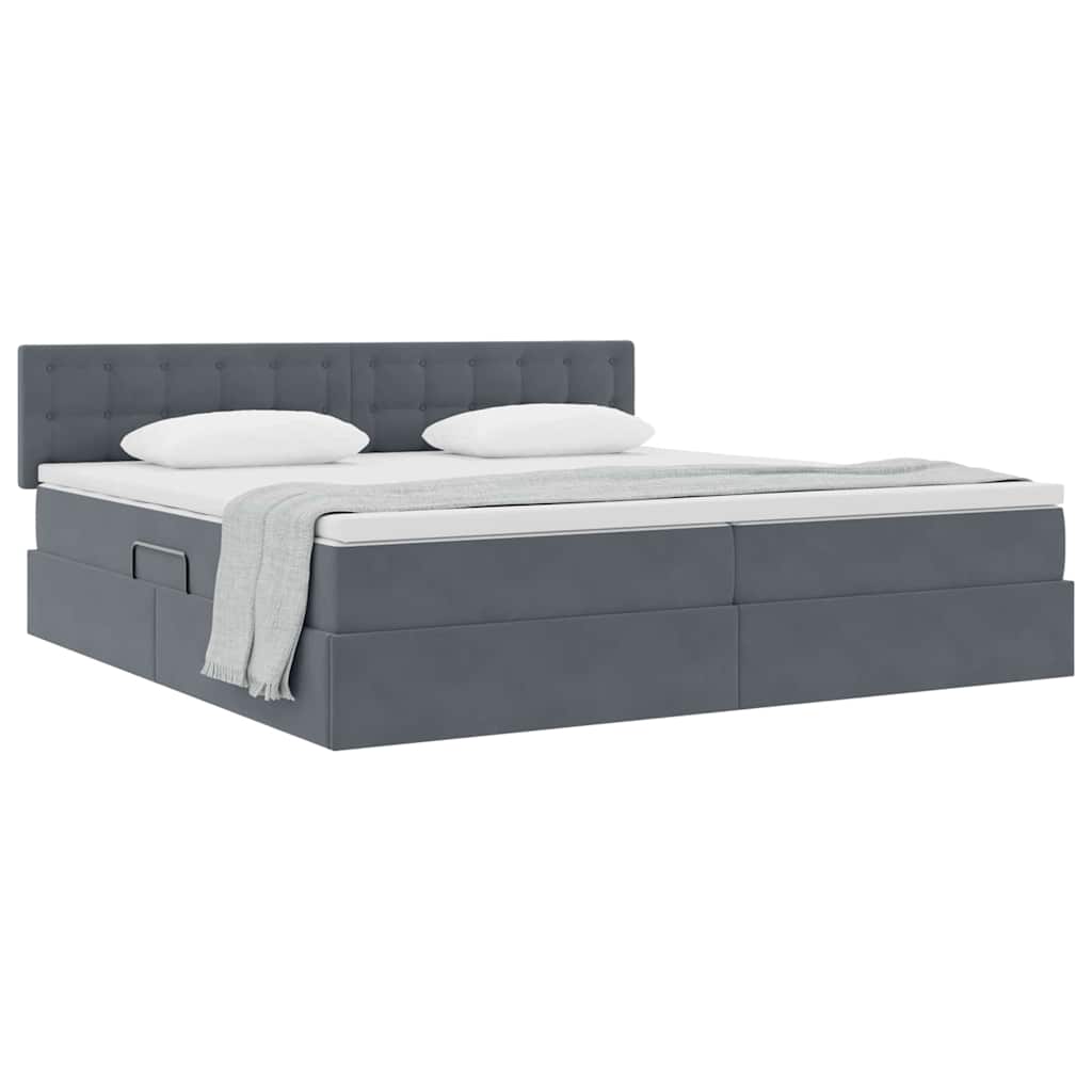 Krevet s od storage s madracem Tamno siva 200 x 200 cm Baršun