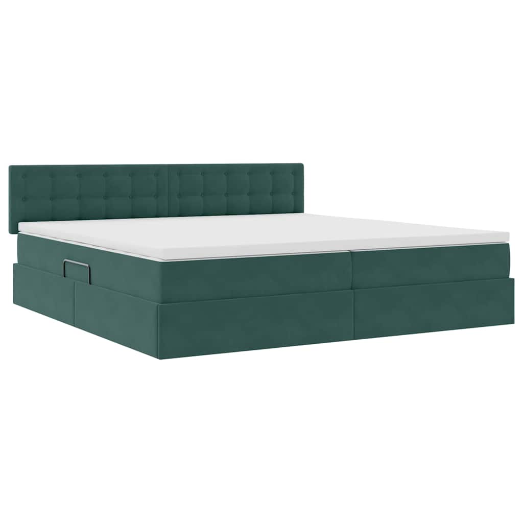 Krevet s od storage s madracem Tamnozelena 200 x 200 cm Baršun
