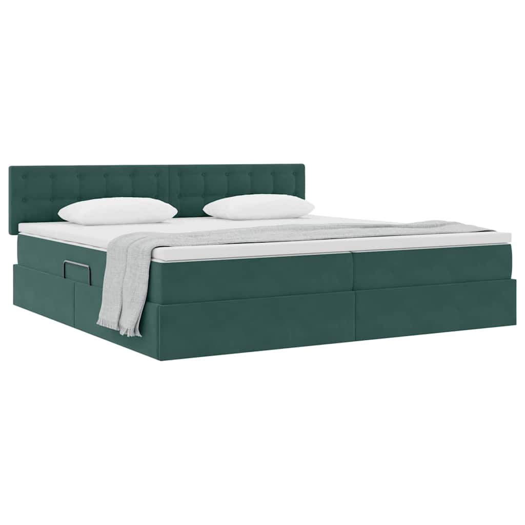 Krevet s od storage s madracem Tamnozelena 200 x 200 cm Baršun