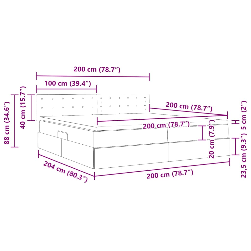 Krevet s od storage s madracem Tamnozelena 200 x 200 cm Baršun