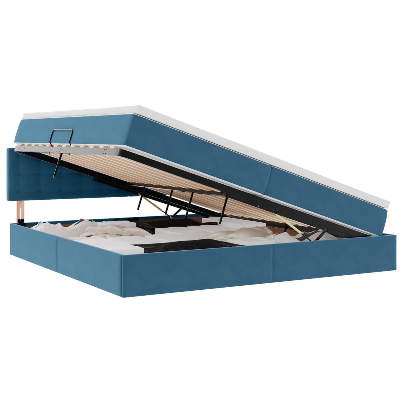 Krevet s od storage s madracem Tamno plava 200 x 200 cm Baršun