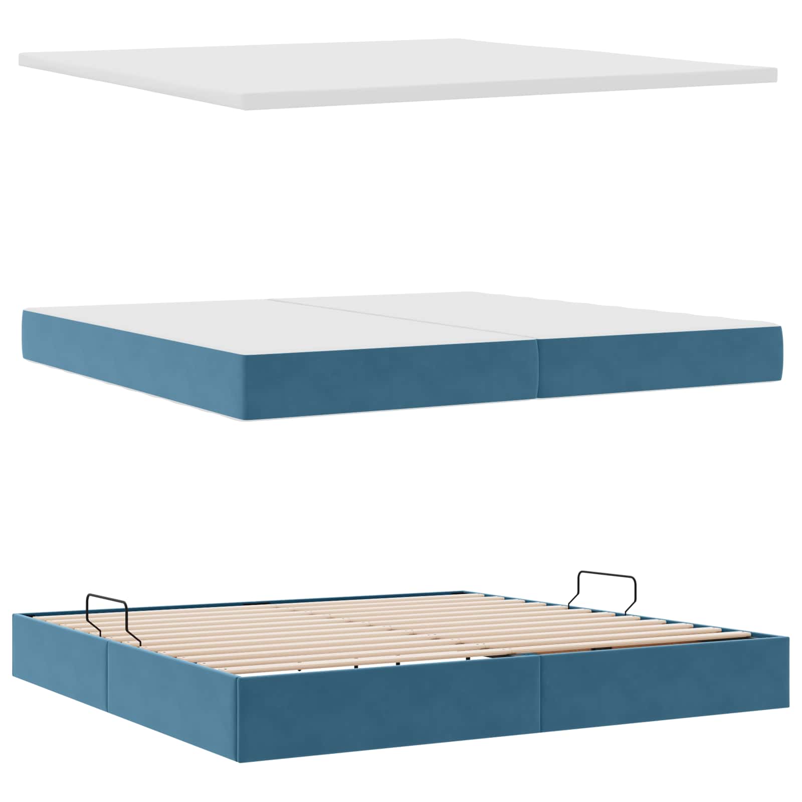 Krevet s od storage s madracem Tamno plava 200 x 200 cm Baršun