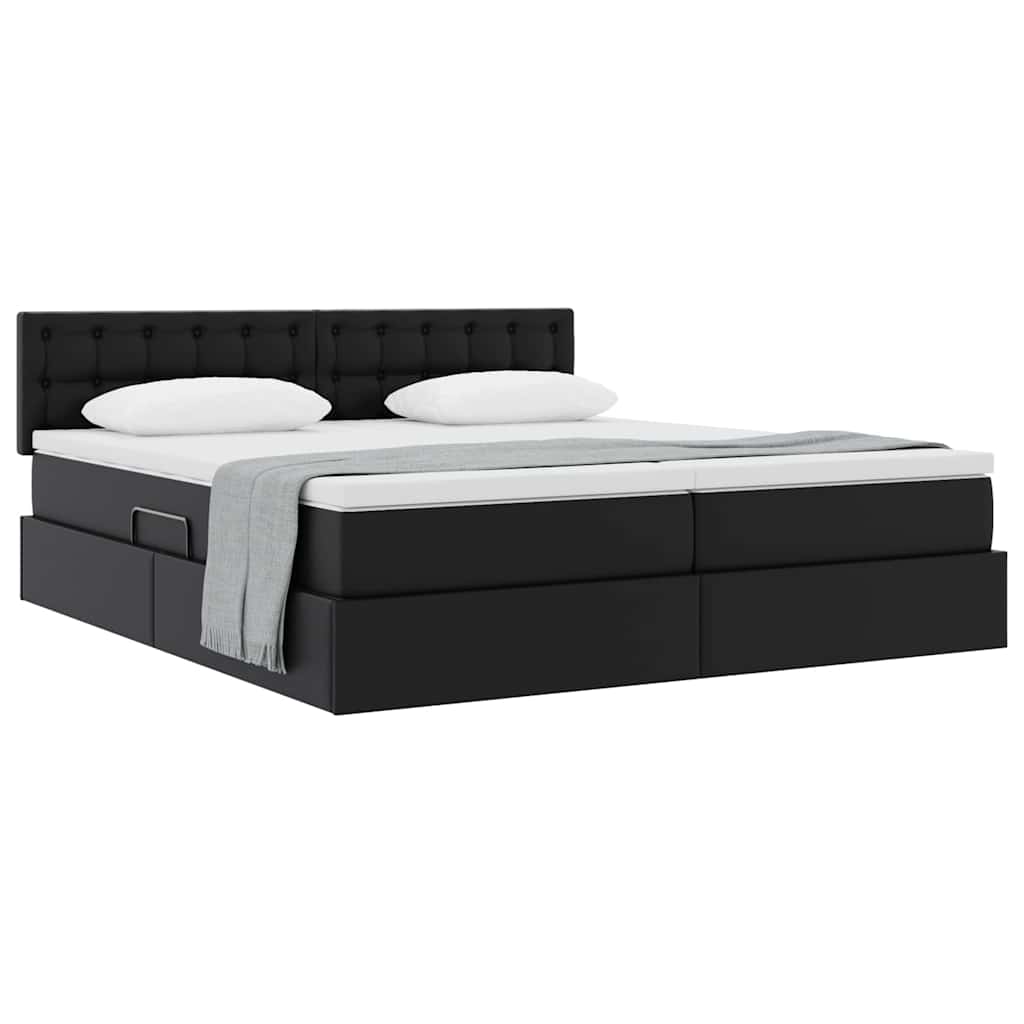 Krevet s od storage s uzglavljem Crna 180 x 200 cm Lažna koža