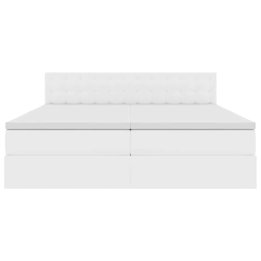 Krevet s od storage Čista bijela 180 x 200 cm Lažna koža