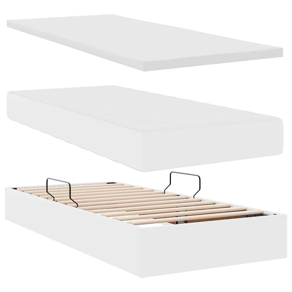 Krevet s od storage Čista bijela 180 x 200 cm Lažna koža