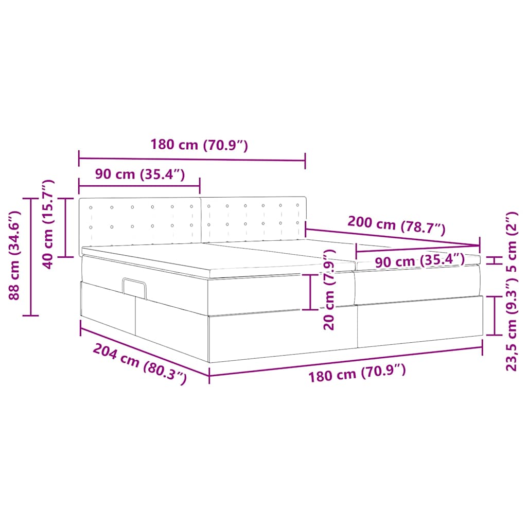 Krevet s od storage s madracem Siva 180 x 200 cm Lažna koža