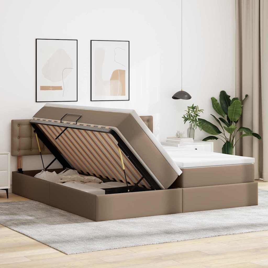 Krevet s od storage s madracem Kapućino 180 x 200 cm Lažna koža