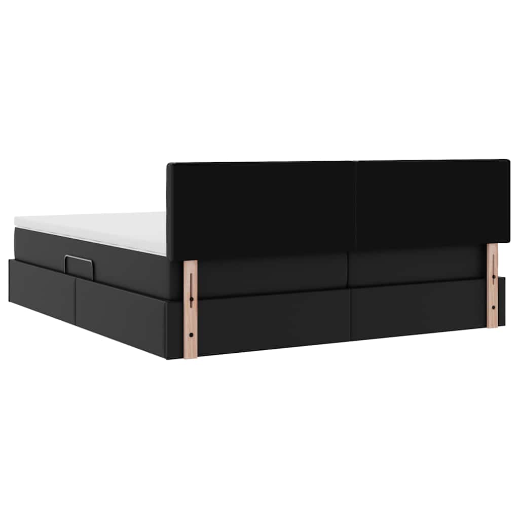 Krevet s od storage s madracem Crna 200 x 200 cm Lažna koža