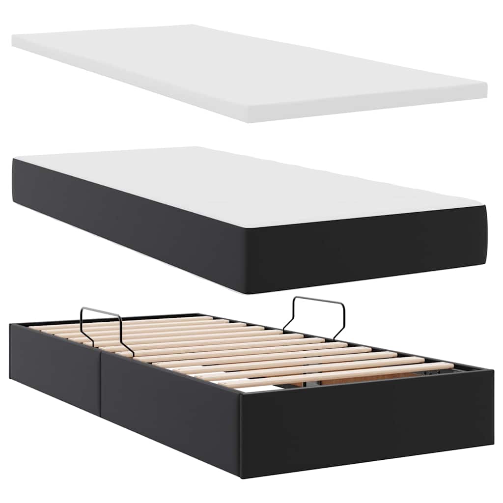 Krevet s od storage s madracem Crna 200 x 200 cm Lažna koža