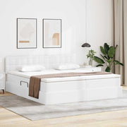 Krevet s od storage Čista bijela 200 x 200 cm Lažna koža