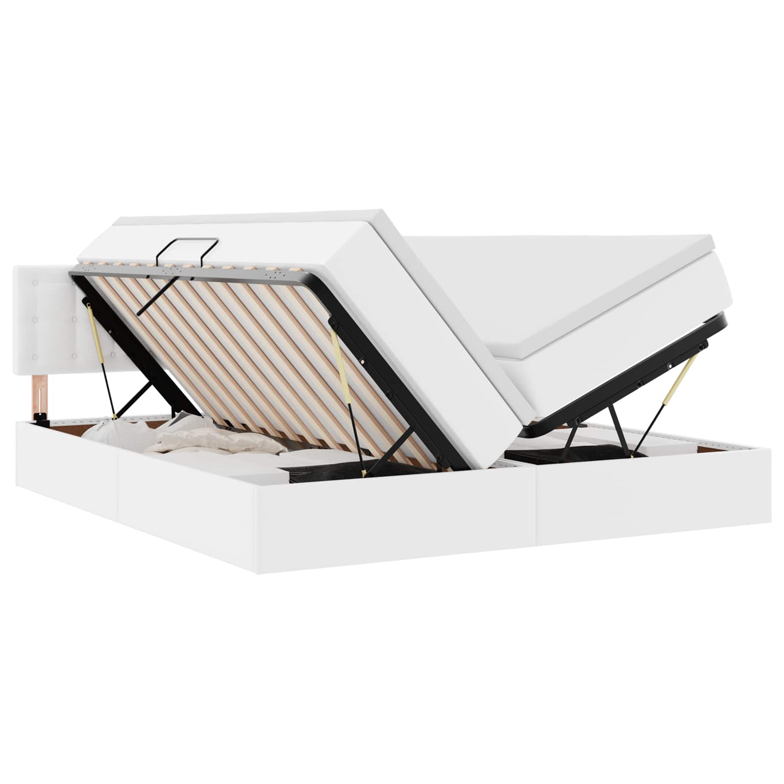 Krevet s od storage Čista bijela 200 x 200 cm Lažna koža